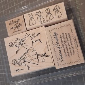 Pattern of Friendship 1950's style Retro stampin up rubber stamp set